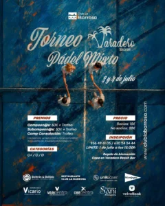 Cartel del torneo de pádel mixto Varadero Beach Bar en el Club La Barrosa
